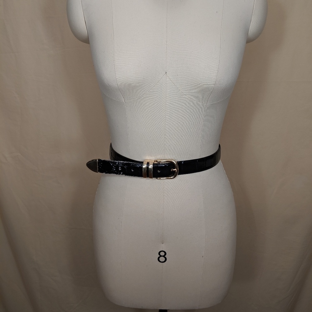 Patent "Crocodile" Leather Belt